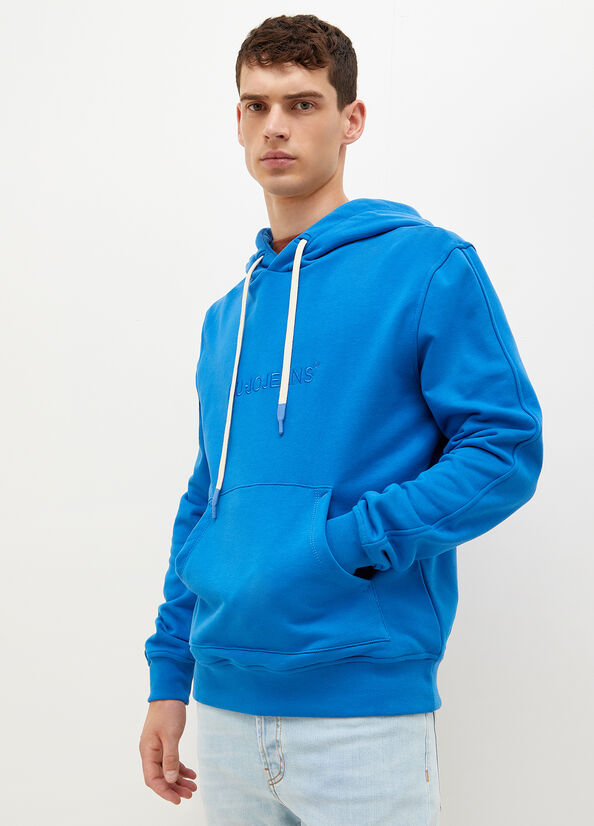 Suéteres Liu Jo Logo Hoodie Hombre Azul Real Azules | QOB-679043