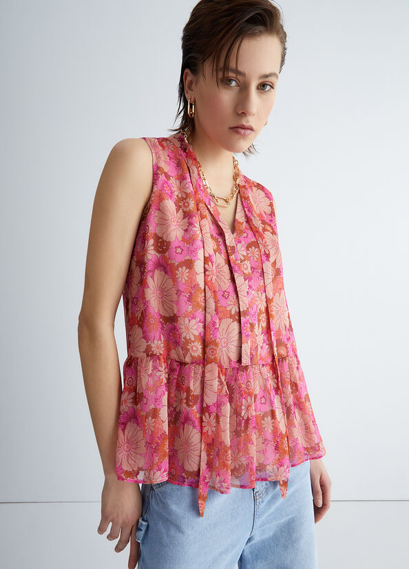 Tops Liu Jo Floral Mujer Rosas | ZFQ-176805