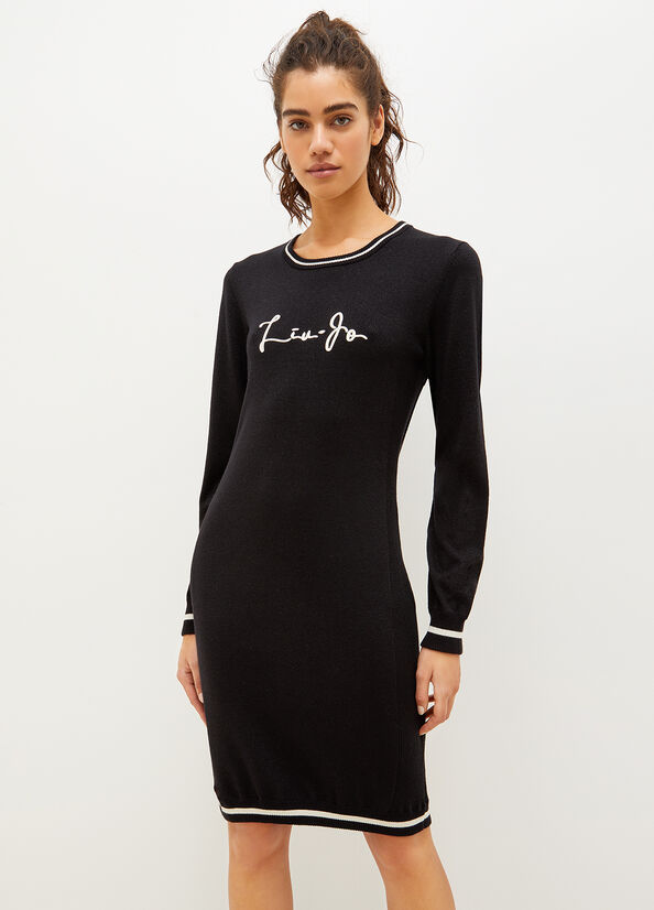 Vestido Liu Jo Eco-Friendly Knit Mujer Negras | KIW-238910