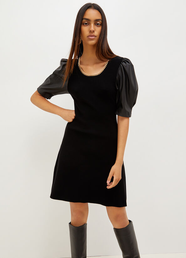 Vestido Liu Jo Eco-Friendly With Chain Mujer Negras | FUT-503798