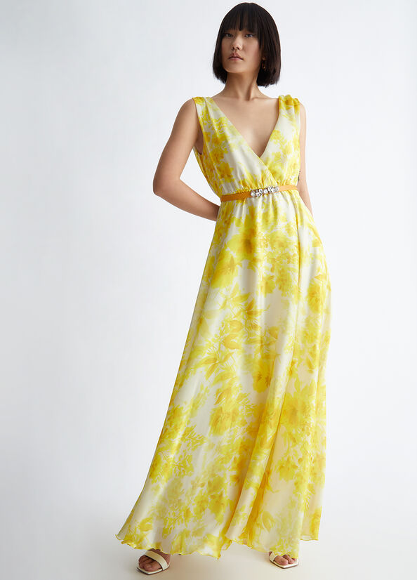 Vestido Liu Jo Floral Formal Mujer Amarillo | DOX-942013