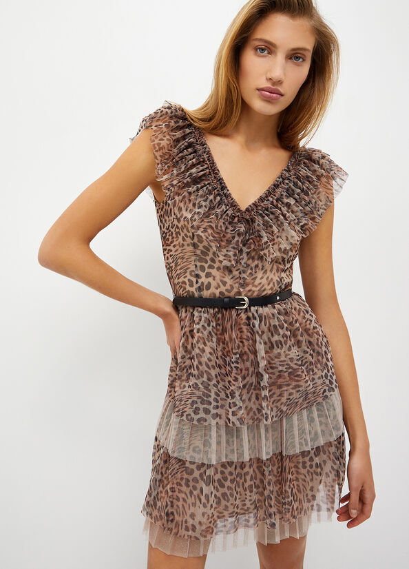 Vestido Liu Jo Formal Animal-Print Mujer Leopardo | NMQ-269871