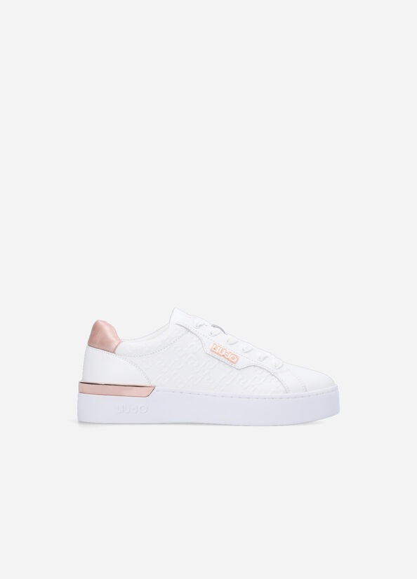 Zapatillas Liu Jo Monogram Cuero Mujer Blancas | OAU-865914