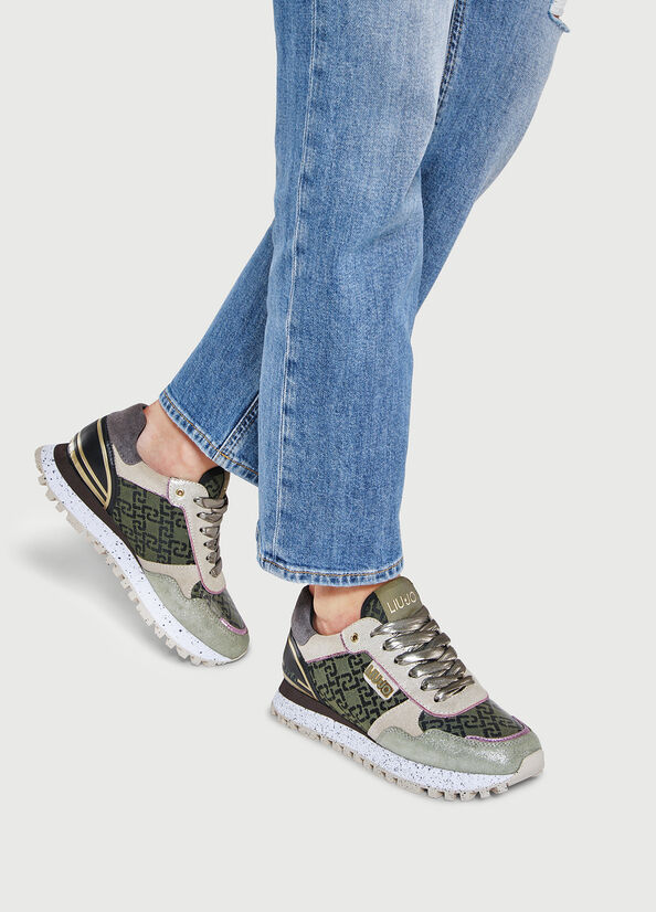 Zapatillas Liu Jo Monogram Jacquard Mujer Verde | EAC-318675